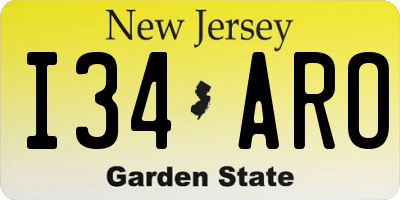 NJ license plate I34ARO