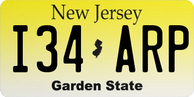 NJ license plate I34ARP