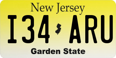 NJ license plate I34ARU