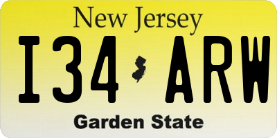 NJ license plate I34ARW