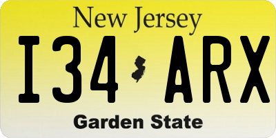NJ license plate I34ARX