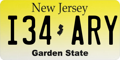 NJ license plate I34ARY