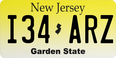 NJ license plate I34ARZ