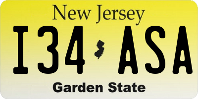 NJ license plate I34ASA