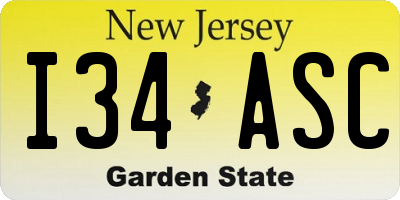 NJ license plate I34ASC