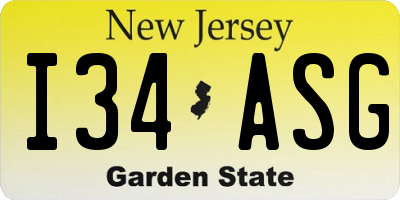 NJ license plate I34ASG