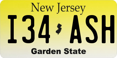 NJ license plate I34ASH