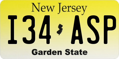 NJ license plate I34ASP