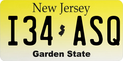 NJ license plate I34ASQ