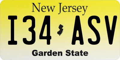 NJ license plate I34ASV