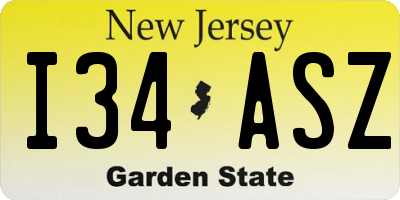 NJ license plate I34ASZ