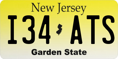 NJ license plate I34ATS