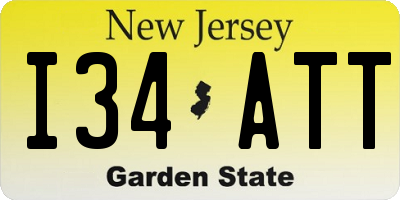 NJ license plate I34ATT