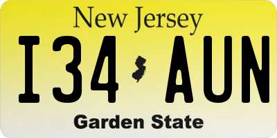 NJ license plate I34AUN