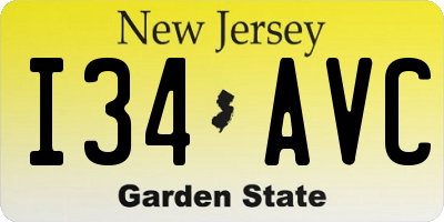 NJ license plate I34AVC