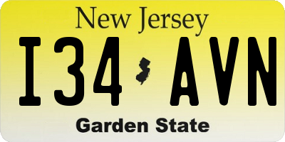 NJ license plate I34AVN