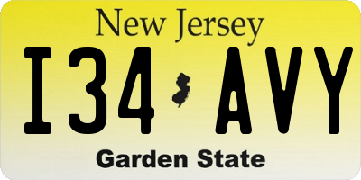 NJ license plate I34AVY