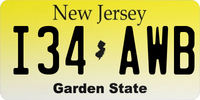 NJ license plate I34AWB