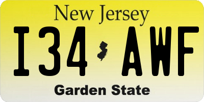 NJ license plate I34AWF