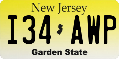 NJ license plate I34AWP