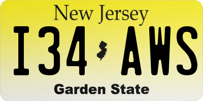 NJ license plate I34AWS
