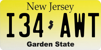 NJ license plate I34AWT