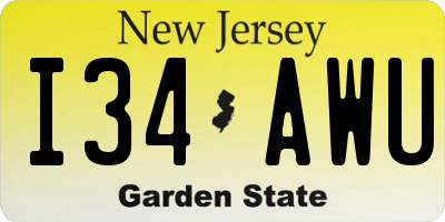 NJ license plate I34AWU