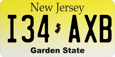 NJ license plate I34AXB