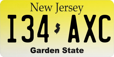 NJ license plate I34AXC