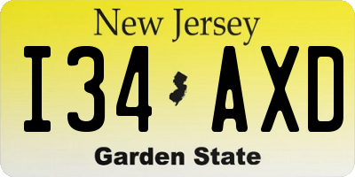 NJ license plate I34AXD