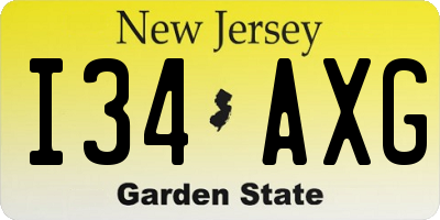 NJ license plate I34AXG