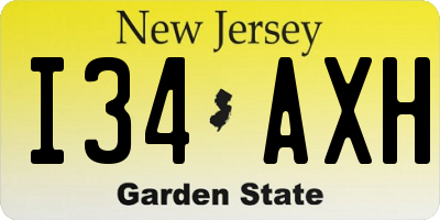 NJ license plate I34AXH