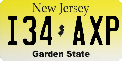NJ license plate I34AXP