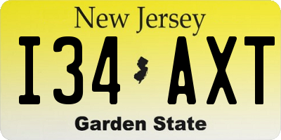 NJ license plate I34AXT