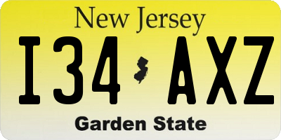 NJ license plate I34AXZ