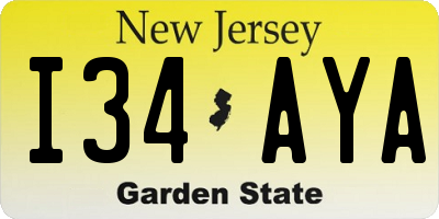 NJ license plate I34AYA