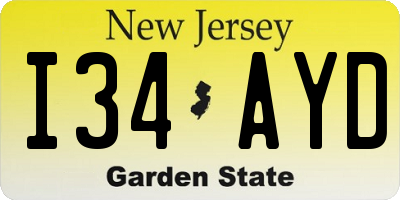 NJ license plate I34AYD