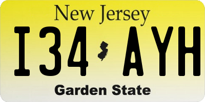 NJ license plate I34AYH