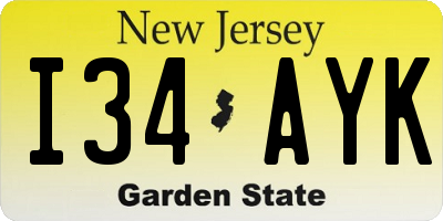 NJ license plate I34AYK