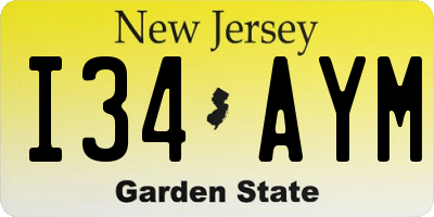NJ license plate I34AYM