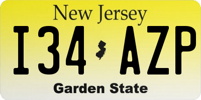 NJ license plate I34AZP