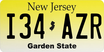 NJ license plate I34AZR
