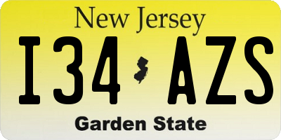 NJ license plate I34AZS
