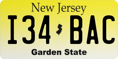 NJ license plate I34BAC