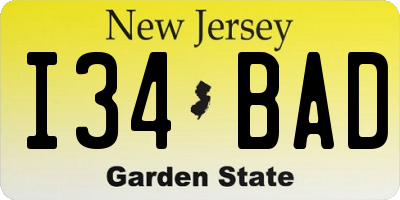 NJ license plate I34BAD