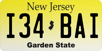 NJ license plate I34BAI