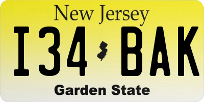 NJ license plate I34BAK