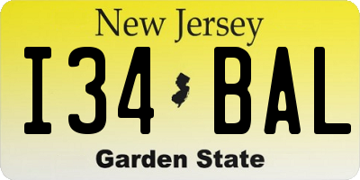 NJ license plate I34BAL
