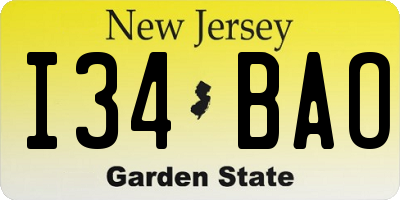 NJ license plate I34BAO