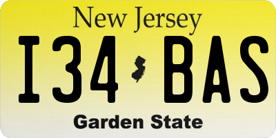 NJ license plate I34BAS